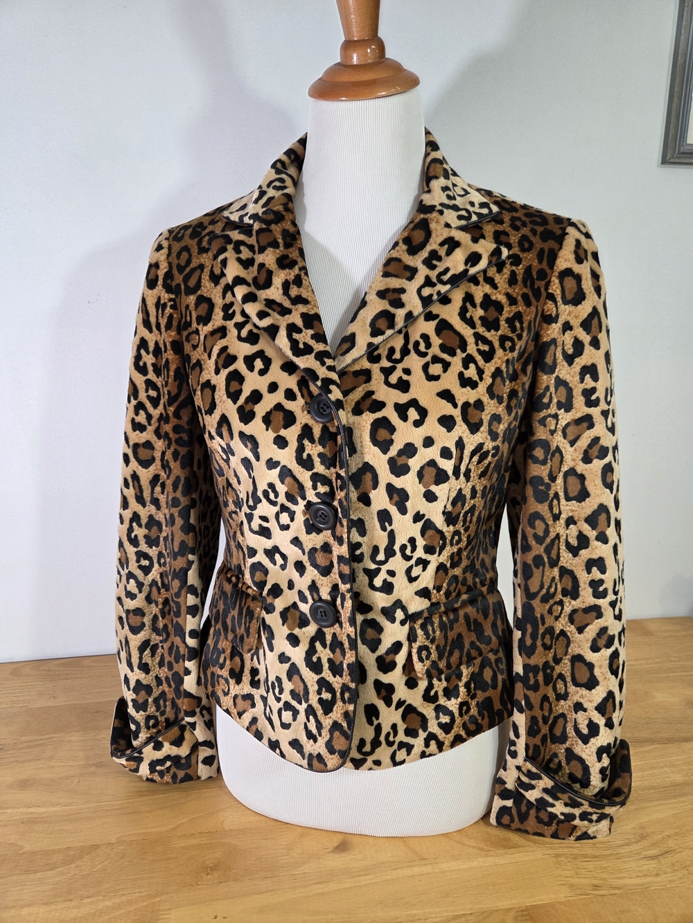 Leopard Print Tailored Blazer Jacket - Brown & Black